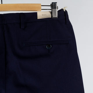 Briglia Navy Pleated Stretch Dress Pant - Wool, Polyester, Stretch, Slim Fit, Knit, Made In Italy - View 7