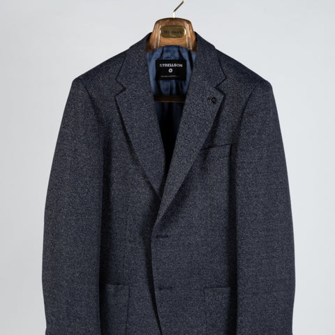 Strellson Mottled Dark Blue Arndt Sports Coat - Cotton, Polyester, Viscose, Slim Fit, Textured - View 6