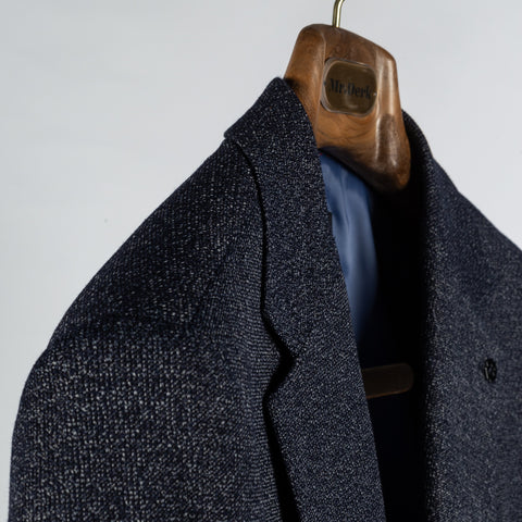 Strellson Mottled Dark Blue Arndt Sports Coat - Cotton, Polyester, Viscose, Slim Fit, Textured - Detail View