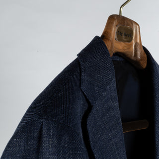 Tagliatore Navy Linen Summer Blazer - Cotton, Linen, Italian, Made In Italy - Detail View