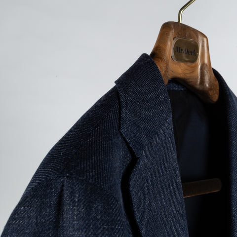 Tagliatore Navy Linen Summer Blazer - Cotton, Linen, Italian, Made In Italy - Detail View