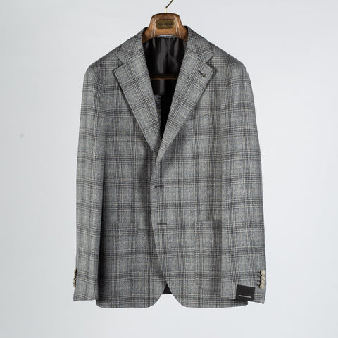 Tagliatore Grey Glen Check Silk Blazer 1