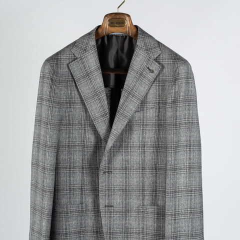 Tagliatore Grey Glen Check Silk Blazer 6