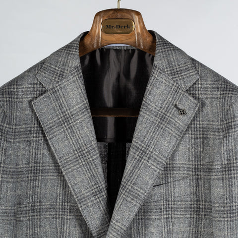 Tagliatore Grey Glen Check Silk Blazer 7