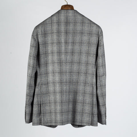 Tagliatore Grey Glen Check Silk Blazer - Wool, Silk, Denim, Made In Italy - View 5