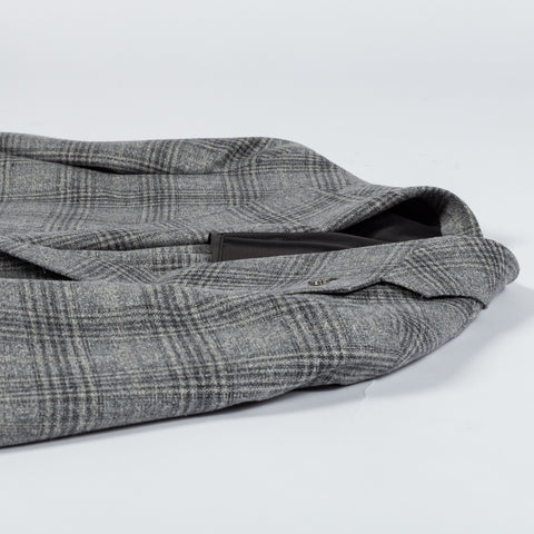 Tagliatore Grey Glen Check Silk Blazer - Wool, Silk, Denim, Made In Italy - View 8