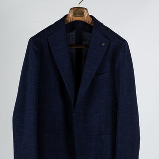 Tagliatore Navy Wool Silk Summer Blazer - Wool, Cotton, Silk, Textured, Made In Italy - View 6