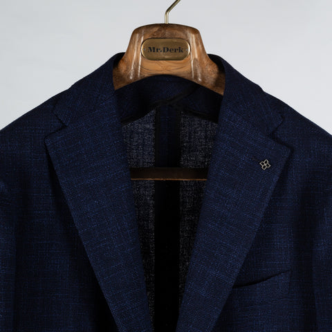 Tagliatore Navy Wool Silk Summer Blazer - Wool, Cotton, Silk, Textured, Made In Italy - View 7