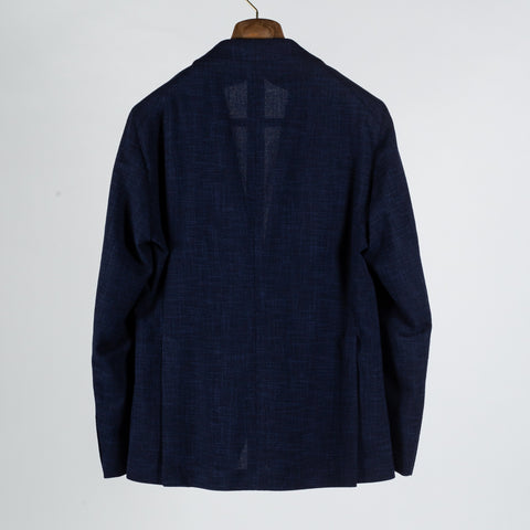 Tagliatore Navy Wool Silk Summer Blazer - Wool, Cotton, Silk, Textured, Made In Italy - View 5