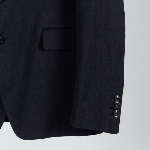 Tagliatore Navy Linen & Mohair Summer Suit - Wool, Linen, Mohair, Made In Italy - Back View