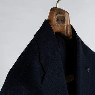 Tagliatore Navy Super 120 Wool Stretch Suit - Wool, Linen, Stretch, Made In Italy - Detail View