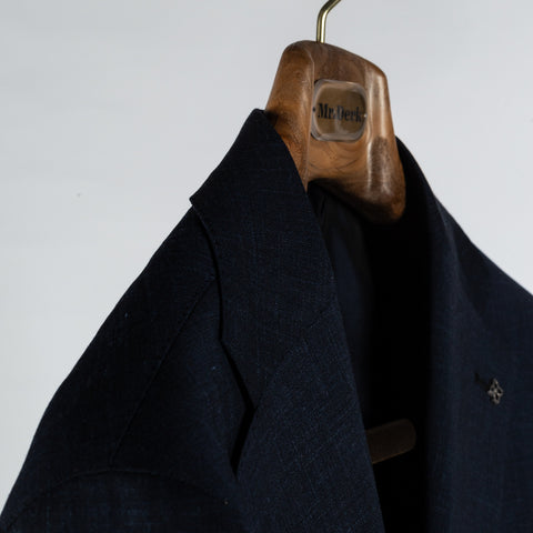 Tagliatore Navy Super 120 Wool Stretch Suit - Wool, Linen, Stretch, Made In Italy - Detail View
