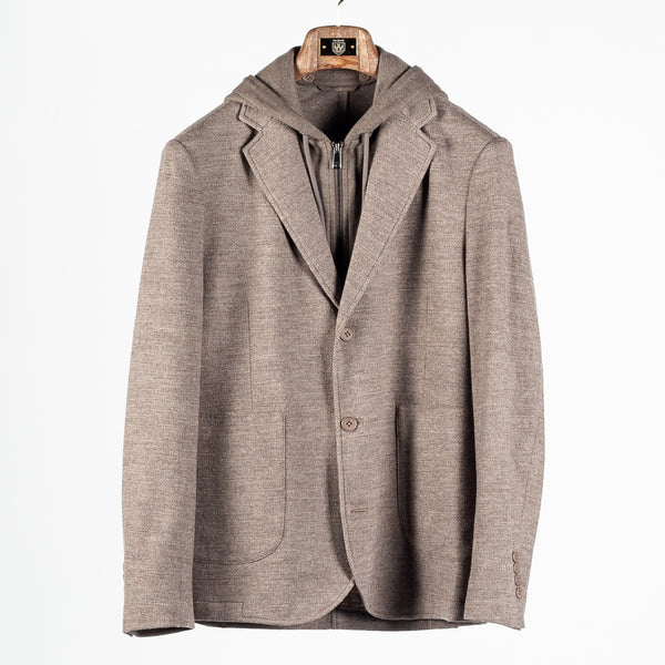 Walnut Hooded Wool Blazer