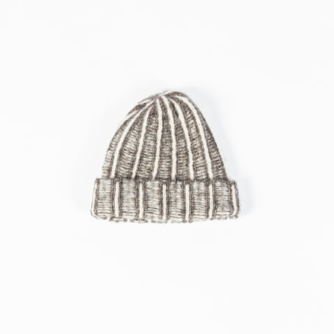 Wythe Charcoal & Cream Alpaca Two Tone Beanie 1