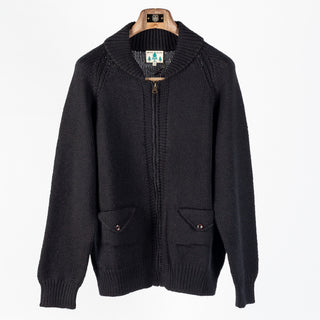 Wythe Black Zip Shawl Wool Cardigan 1