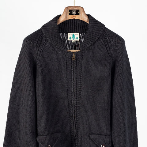 Wythe Black Zip Shawl Wool Cardigan 6