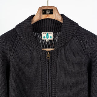 Wythe Black Zip Shawl Wool Cardigan 7