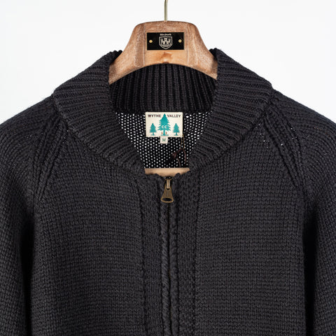 Wythe Black Zip Shawl Wool Cardigan 7