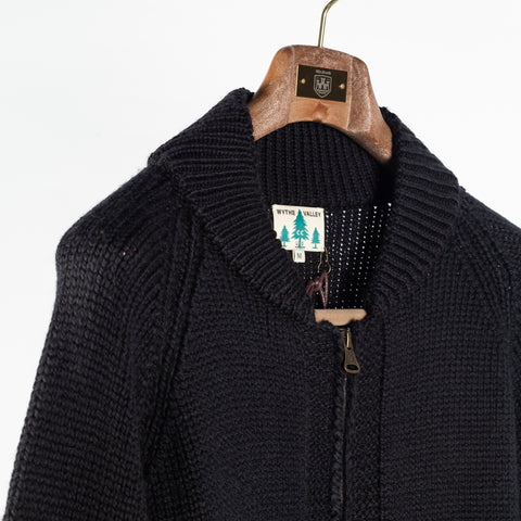 Wythe Black Zip Shawl Wool Cardigan 3