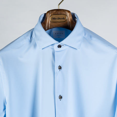 Xacus Sky Blue Active Dress Shirt - Navy, Silk, Stretch, Japanese - View 7