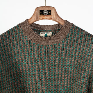 Wythe Forest Green Taupe Two Tone Wool Crewneck Sweater 7