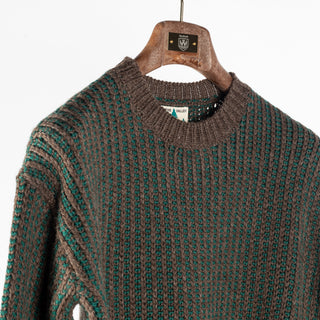 Wythe Forest Green Taupe Two Tone Wool Crewneck Sweater 3