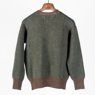 Wythe Forest Green Taupe Two Tone Wool Crewneck Sweater 5