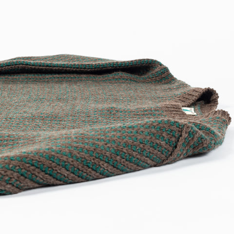 Wythe Forest Green Taupe Two Tone Wool Crewneck Sweater 8