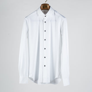 Xacus White Active Dress Shirt W/ Contrast Navy Buttons 1