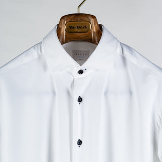 White Active Dress Shirt W/ Dark Contrast Buttons - Mr.Derk