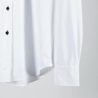 White Active Dress Shirt W/ Dark Contrast Buttons - Mr.Derk