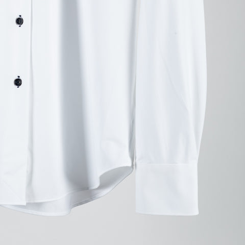 White Active Dress Shirt W/ Dark Contrast Buttons - Mr.Derk