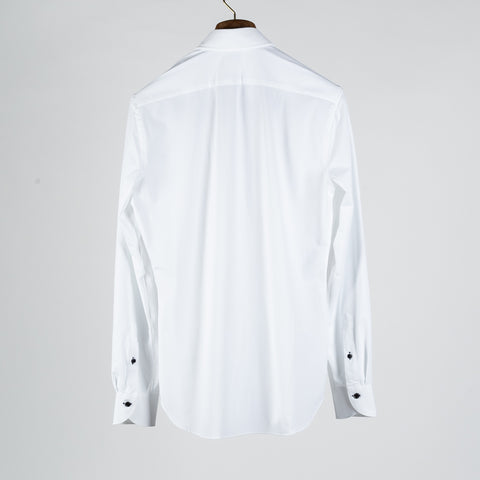 White Active Dress Shirt W/ Dark Contrast Buttons - Mr.Derk