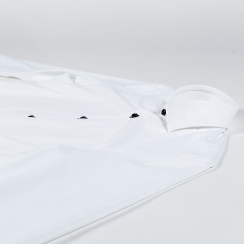 White Active Dress Shirt W/ Dark Contrast Buttons - Mr.Derk