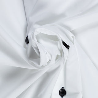 White Active Dress Shirt W/ Dark Contrast Buttons - Mr.Derk