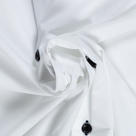 White Active Dress Shirt W/ Dark Contrast Buttons - Mr.Derk