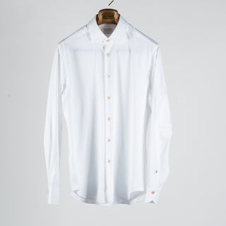 White Active Dress Shirt W/ Contrast Tan Buttons - Mr.Derk