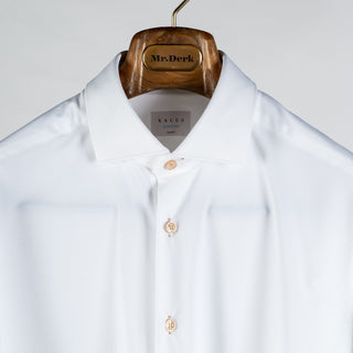 White Active Dress Shirt W/ Contrast Tan Buttons - Mr.Derk