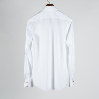 White Active Dress Shirt W/ Contrast Tan Buttons - Mr.Derk