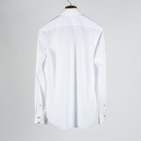 White Active Dress Shirt W/ Contrast Tan Buttons - Mr.Derk