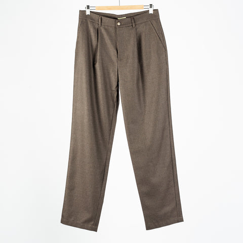 De Bonne Facture Olive Puppytooth One Pleat Trousers English Wool Flannel 1