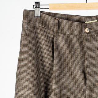 De Bonne Facture Olive Puppytooth One Pleat Trousers English Wool Flannel 4