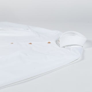 White Active Dress Shirt W/ Contrast Tan Buttons - Mr.Derk