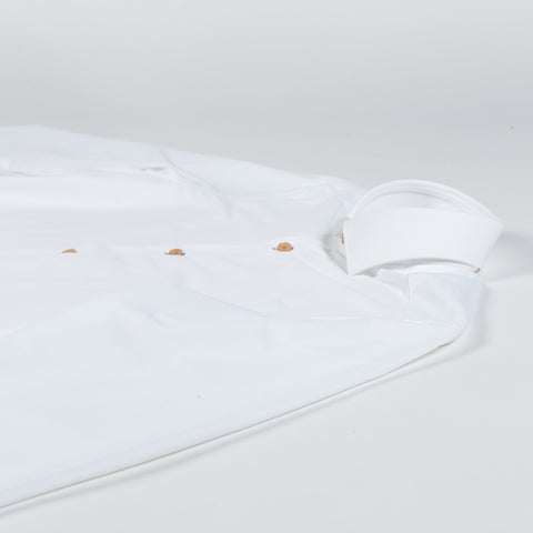 White Active Dress Shirt W/ Contrast Tan Buttons - Mr.Derk
