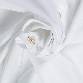 Xacus White Active Dress Shirt W/ Contrast Tan Buttons 2