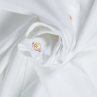 White Active Dress Shirt W/ Contrast Tan Buttons - Mr.Derk