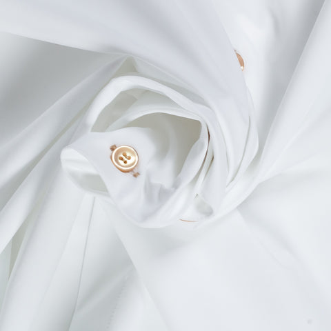White Active Dress Shirt W/ Contrast Tan Buttons - Mr.Derk
