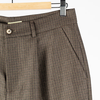 De Bonne Facture Olive Puppytooth One Pleat Trousers English Wool Flannel 5