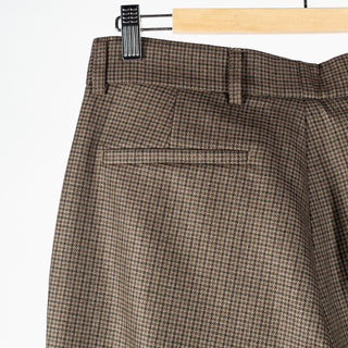De Bonne Facture Olive Puppytooth One Pleat Trousers English Wool Flannel 7