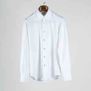 Xacus White Active Dress Shirt W/ Contrast Grey Buttons 8